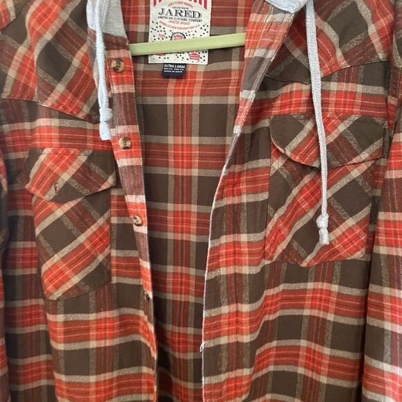 Jared Orandeno and Brown Hooded Men’s Flannel Shirt XL - Picture 4 of 11